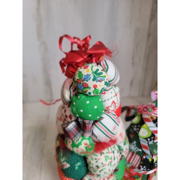 Tree Patchwork vintage fabric Xmas figure set decor - Picture 4 of 8